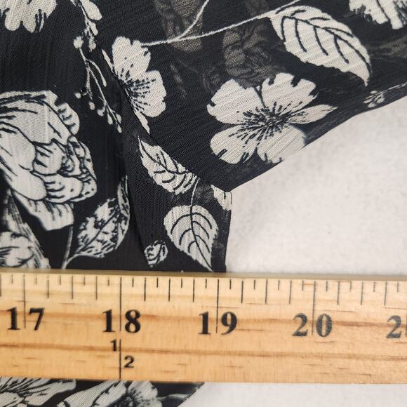 Topshop Dress Women’s Size 10 Black Floral Long Sleeve Mini Lined Sheer Boho EUC - Picture 15 of 16